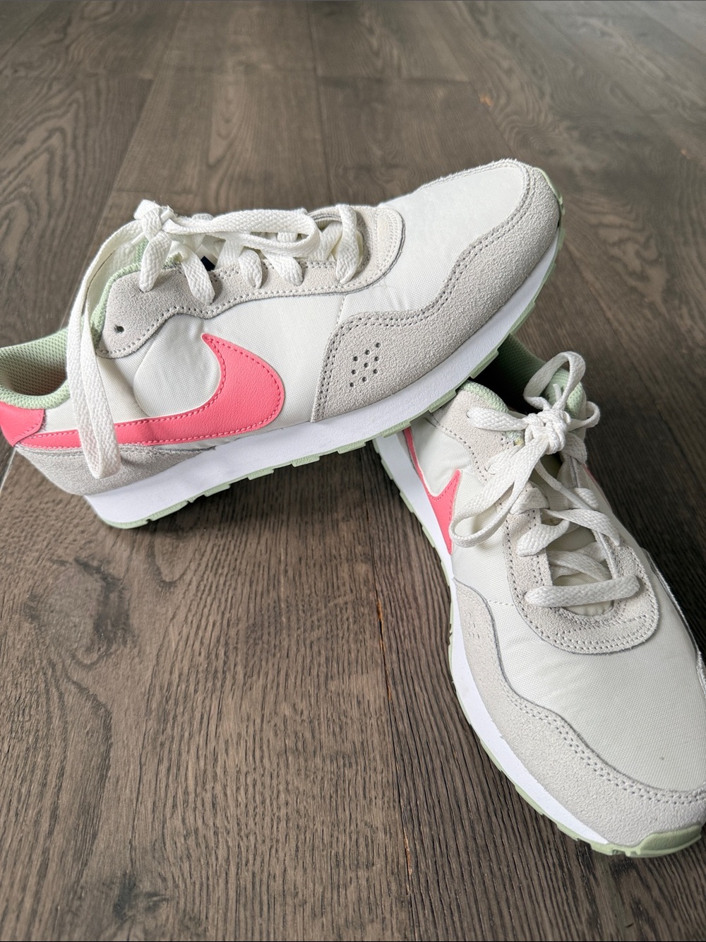 Nike Youth White, Pink & Light Green Retro Runner Sneakers